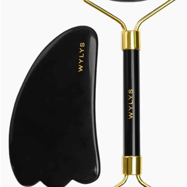 Obsidian Gua Sha + Face Roller Set