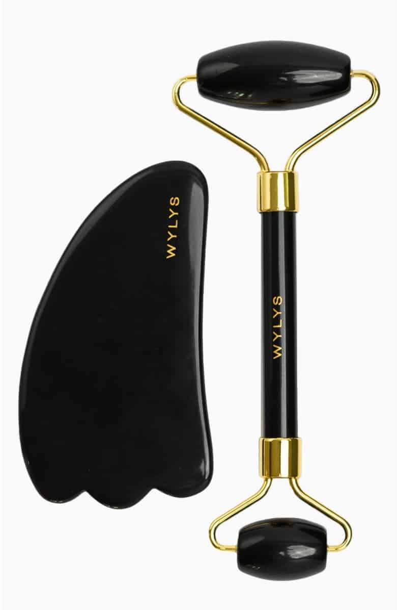 Obsidian Gua Sha + Face Roller Set