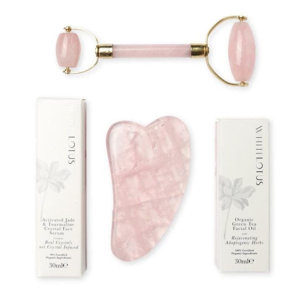 Premium Rose Quartz Crystal Facial Set
